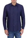 Robert Graham Men's Baradero Pleated Linen Shirt In Navy