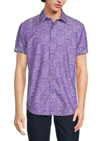 Robert Graham Men's Bayview Classic Fit Short Sleeve Shirt In Lilac