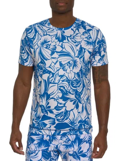 Robert Graham Men's Beach Hibiscus Graphic T-shirt In Blue