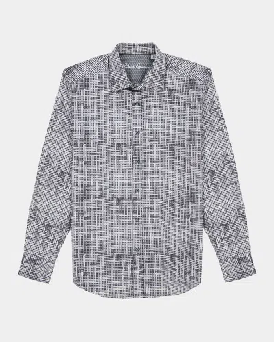 Robert Graham Men's Berkley Basketweave Stretch Sport Shirt In Gray