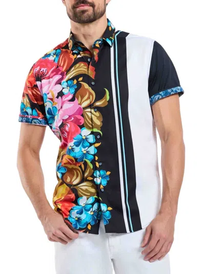 Robert Graham Men's Birkett Floral Short Sleeve Shirt In Neutral