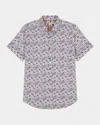 Robert Graham Board Bash Short Sleeve Stretch Cotton Button-up Shirt In Multi