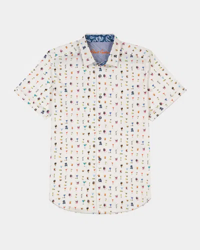 Robert Graham Booze Cruise Classic Fit Short Sleeve Cotton Button-up Shirt In White