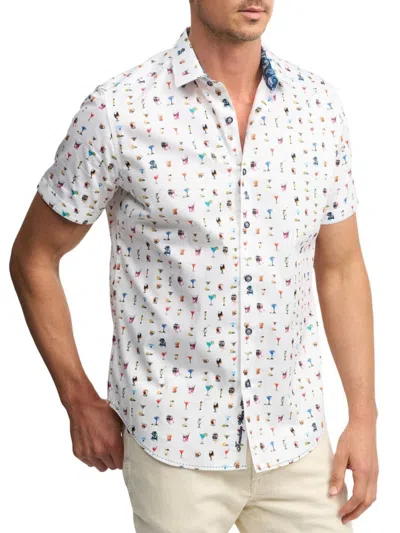 Robert Graham Men's Booze Cruz Stretch Cotton Shirt In White