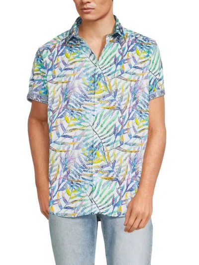 Robert Graham Men's Cedrick Classic Fit Leaf Print Shirt In Bluie Multi