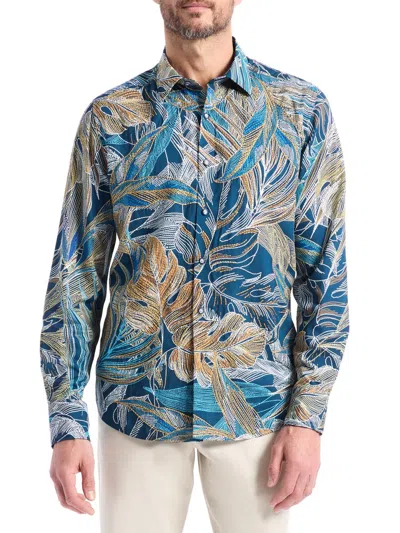 Robert Graham Men's Chorro Embroidered Leaf Print Shirt In Multi