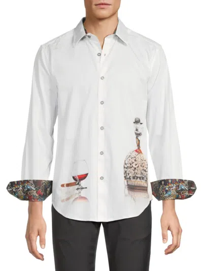 Robert Graham Men's Cognac Graphic Cotton Shirt