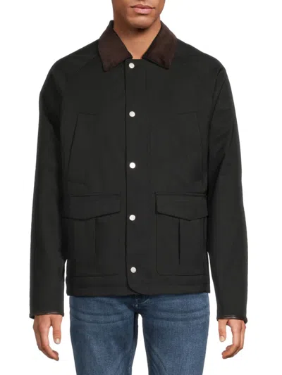 Robert Graham Men's Contrast-collar Barn Jacket In Black