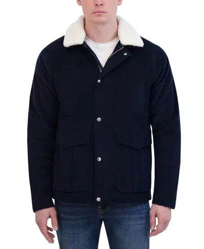 Robert Graham Men's Corduroy Chore Jacket With Sherpa Collar In Navy