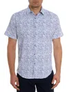 Robert Graham Cyprus Printed Short Sleeve Seersucker Button Front Shirt In Blue