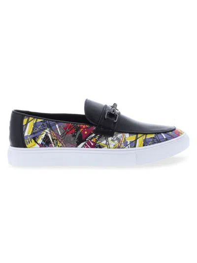 Robert Graham Men's Cyprus Odyssey Graphic Leather Slip-on Sneakers In Black