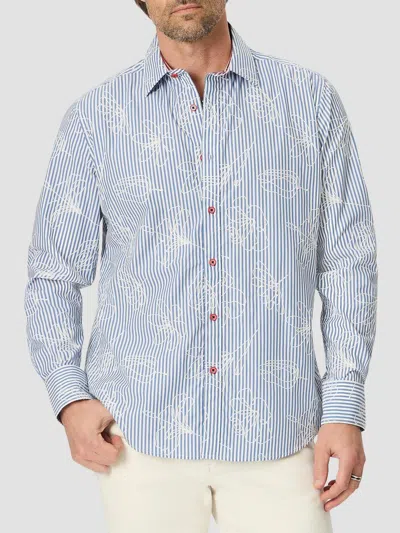 Robert Graham Darien Long Sleeve Cotton Stretch Shirt In Blue