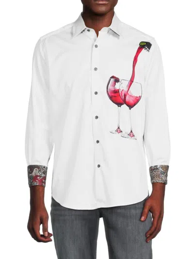 Robert Graham Men's Date Night Wine Button Down Shirt In White