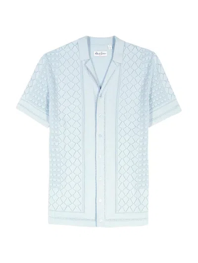 Robert Graham Men's Delmar Open-weave Short-sleeve Cotton Sweater In Blue