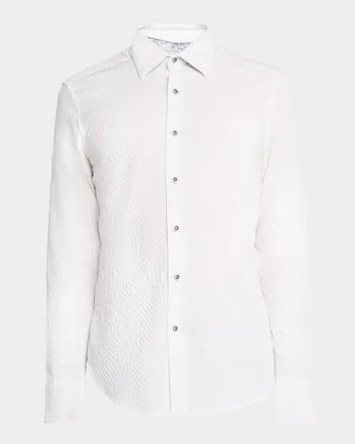 Robert Graham Men's Devonshire Paisley-check Jacquard Button-down Shirt In White