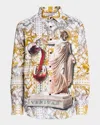 Robert Graham Men's Dionysian Cotton Damask And Sculpture Sport Shirt In White