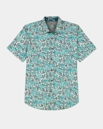 Robert Graham Men's Downing Paisley-print Short-sleeve Shirt In Evergreen