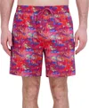 Robert Graham Men's Drew Floral Print Drawstring 7" Swim Trunks In Palm Trees