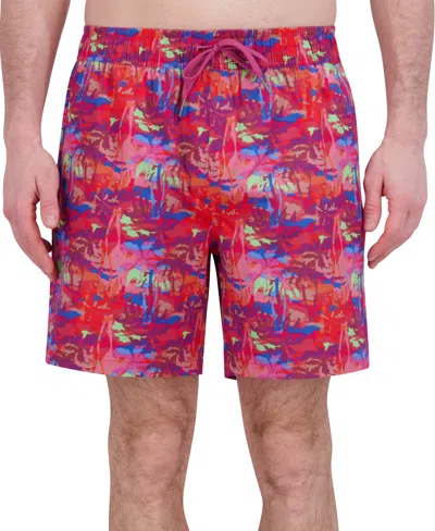Robert Graham Men's Drew Floral Print Drawstring 7" Swim Trunks In Palm Trees