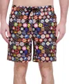 Robert Graham Men's Drew Floral Print Drawstring 7" Swim Trunks In Poker Chips