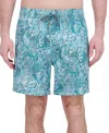 Robert Graham Men's Drew Floral Print Drawstring 7" Swim Trunks In Sage Damask
