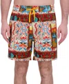 Robert Graham Men's Drew Floral Print Drawstring 7" Swim Trunks In Sun Flower