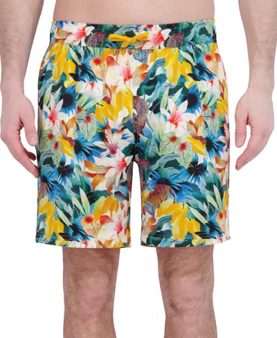 Robert Graham Men's Drew Floral Print Drawstring 7" Swim Trunks In Tigers