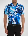 Robert Graham Men's Driftwood Geometric-print Stretch Polo Shirt In Blue