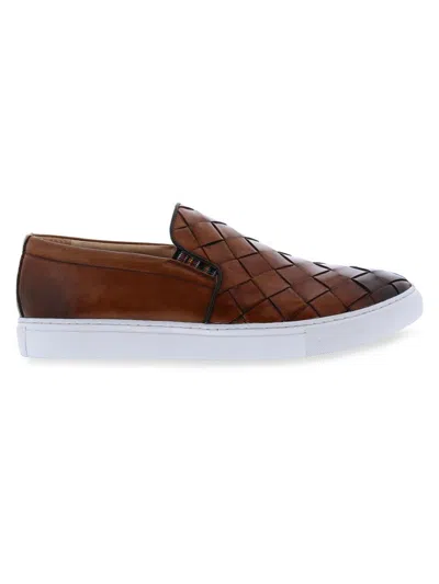 ROBERT GRAHAM MEN'S EROSION SLIP ON WOVEN LEATHER SNEAKERS