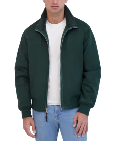 Robert Graham Men's Faux Suede Bomber With Sherpa Stand Collar In Green