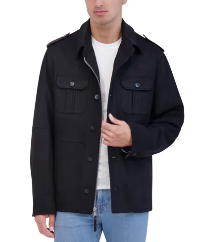 Robert Graham Men's Faux Suede Utility Overshirt Jacket In Black