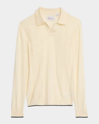 Robert Graham Men's Fenmore Merino Knit Johnny Collar Sweater In Neutral
