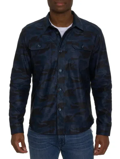 Robert Graham Men's Fiore Camouflage Print Shirt Jacket In Blue