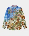 Robert Graham Men's Flax And Cotton Floral Embroidered Sport Shirt In Multi
