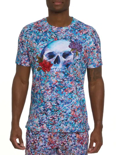 Robert Graham Men's Floral Glass Skull Cotton T-shirt In Neutral
