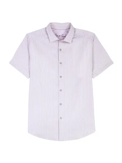 Robert Graham Fornillo Stripe Short Sleeve Seersucker Button-up Shirt In Purple
