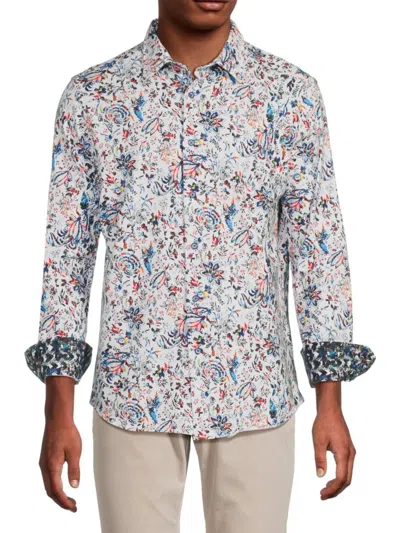 Robert Graham Men's Gabe Floral Stretch Cotton Shirt In White Multi