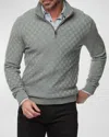 Robert Graham Gavino Cotton Check Classic Fit Quarter Zip Sweater In Charcoal