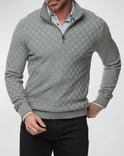 Robert Graham Gavino Cotton Check Classic Fit Quarter Zip Sweater In Charcoal