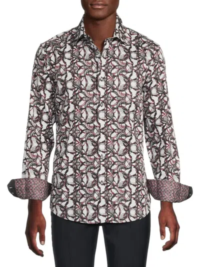 Robert Graham Men's Gifford Abstract Cotton Shirt In Gray