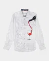 Robert Graham Grenashe Printed Long Sleeve Button Front Shirt In White