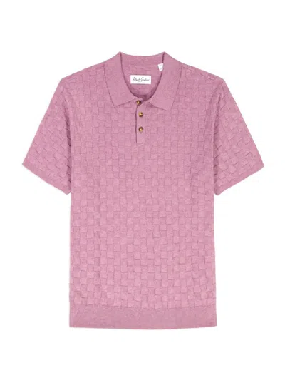 Robert Graham Men's Hampson Textured Cotton Short-sleeve Polo Sweater In Pink