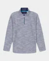Robert Graham Ledson Space Dye Cotton Quarter Zip Top In Blue
