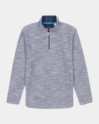 ROBERT GRAHAM MEN'S HEATHERED KNIT QUARTER-ZIP SWEATER