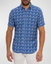 Robert Graham Men's Henrik Leaf Print Short-sleeve Shirt In Navy