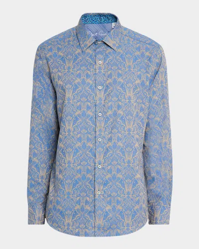 Robert Graham Men's Highland Damask Jacquard Sport Shirt In Blue