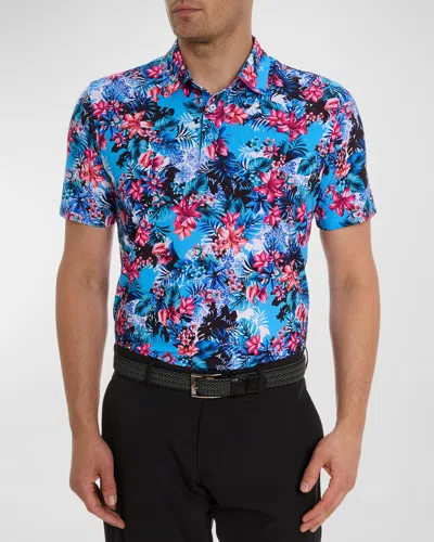 Robert Graham Island Time Performance Polo In Blue
