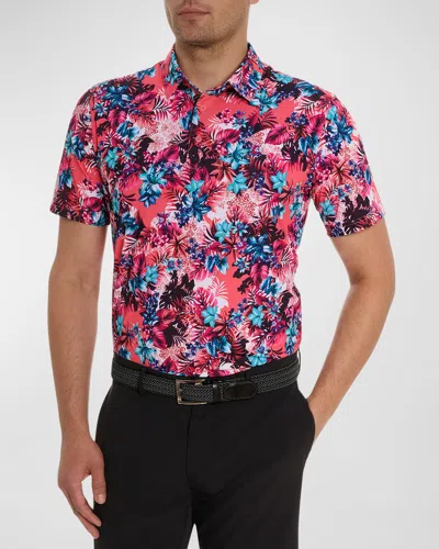 Robert Graham Island Time Polo In Coral