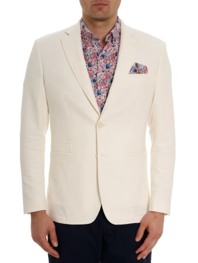 Robert Graham Johnson Tailored Fit Notch Lapel Textured Blazer In White
