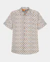 Robert Graham Kai Classic Fit Medallion Print Short Sleeve Knit Button-up Shirt In Multi